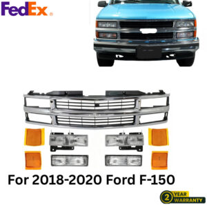 Front Chrome Grille + Headlights + Reflectors For 1995-1999 Chevrolet C/K Series