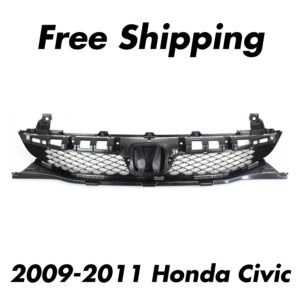 Front Grille Paintable Shell and Insert For 2009-2011 Honda Civic Sedan