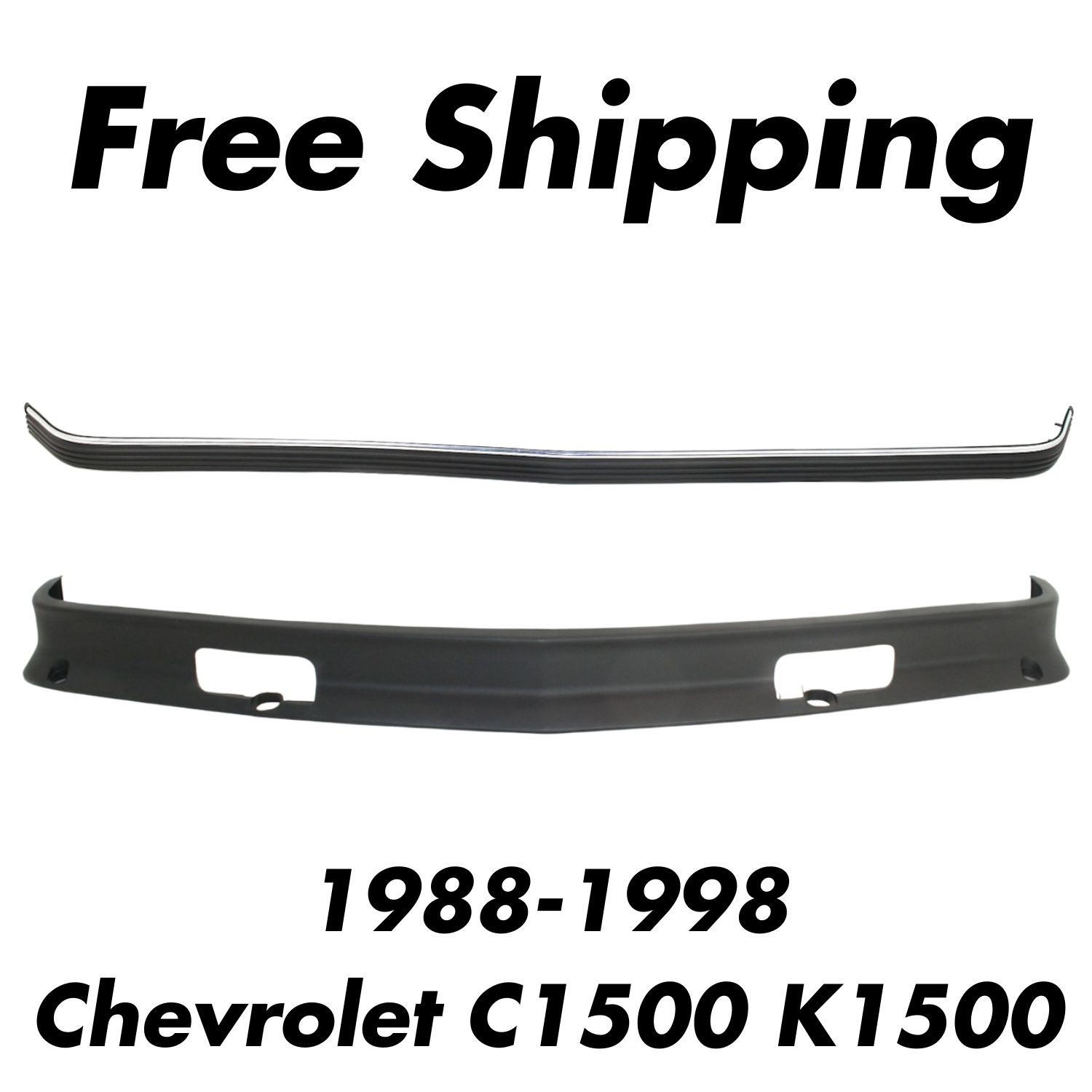 Front Lower Valance Primed and Bumper Trim For 1988-1998 Chevrolet C1500/K1500